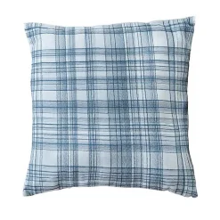 Blue Handwoven Plaid Throw Pillow