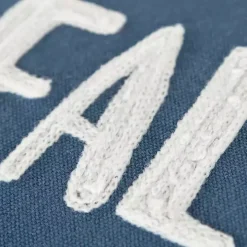 Blue Hello Fall Embroidered Pillow