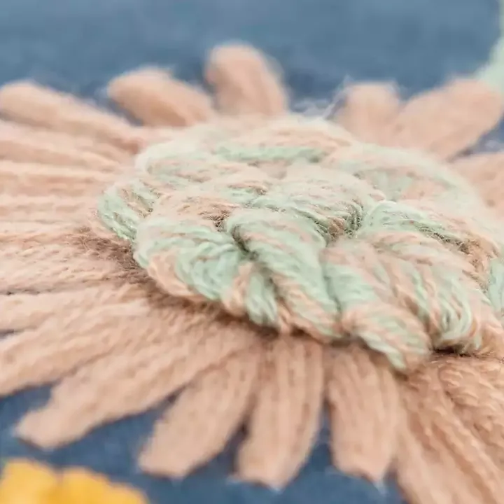 Blue Hello Fall Embroidered Pillow