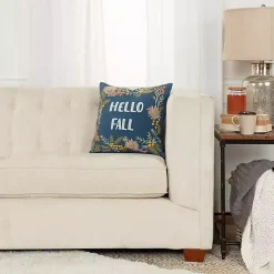 Blue Hello Fall Embroidered Pillow