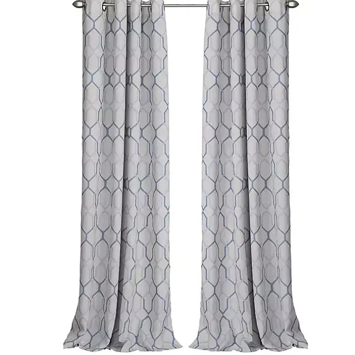 Blue Interlock Single Curtain Panel, 84 in.