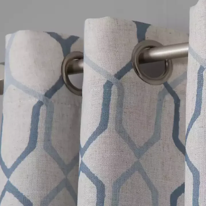 Blue Interlock Single Curtain Panel, 84 in.