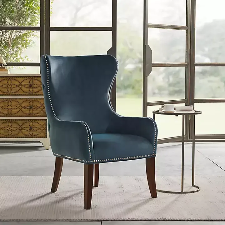 Blue Ivey Button Tufted Accent Chair