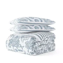 Blue Jacobean Reversible 3-pc. King Quilt Set