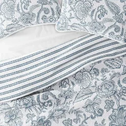 Blue Jacobean Reversible 3-pc. King Quilt Set