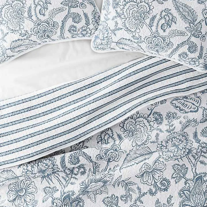 Blue Jacobean Reversible 3-pc. King Quilt Set