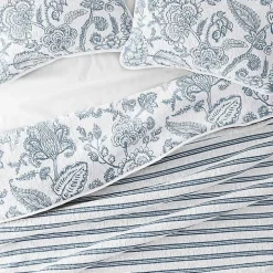 Blue Jacobean Reversible 3-pc. King Quilt Set