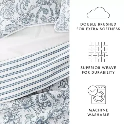 Blue Jacobean Reversible 3-pc. King Quilt Set