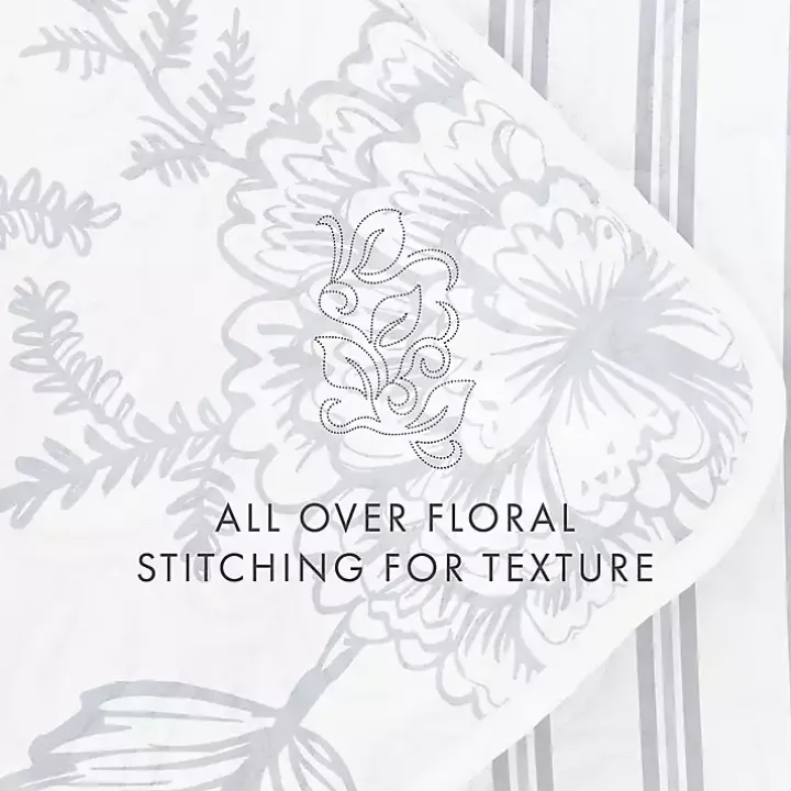 Blue Jacobean Reversible 3-pc. King Quilt Set