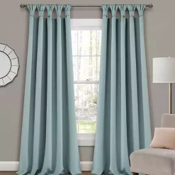 Blue Knotted Curtain Panel Set, 95 in.