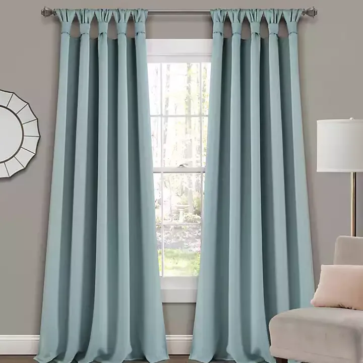 Blue Knotted Curtain Panel Set, 95 in.