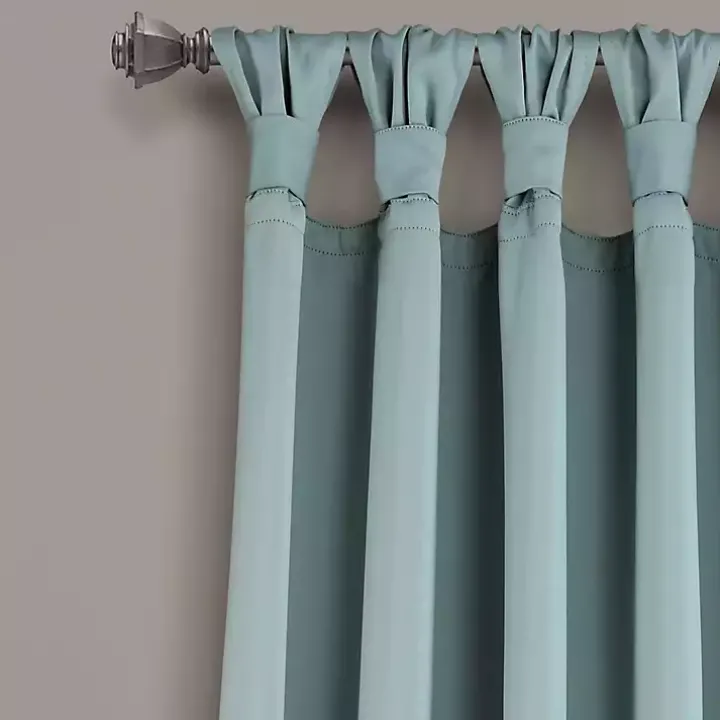Blue Knotted Curtain Panel Set, 95 in.