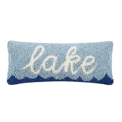 Blue Lake Hooked Wool Lumbar Pillow