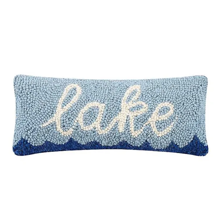 Blue Lake Hooked Wool Lumbar Pillow