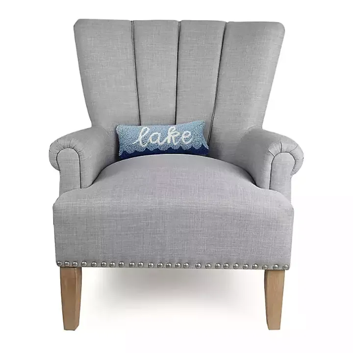 Blue Lake Hooked Wool Lumbar Pillow