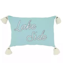 Blue Lake Side Tassel Lumbar Pillow