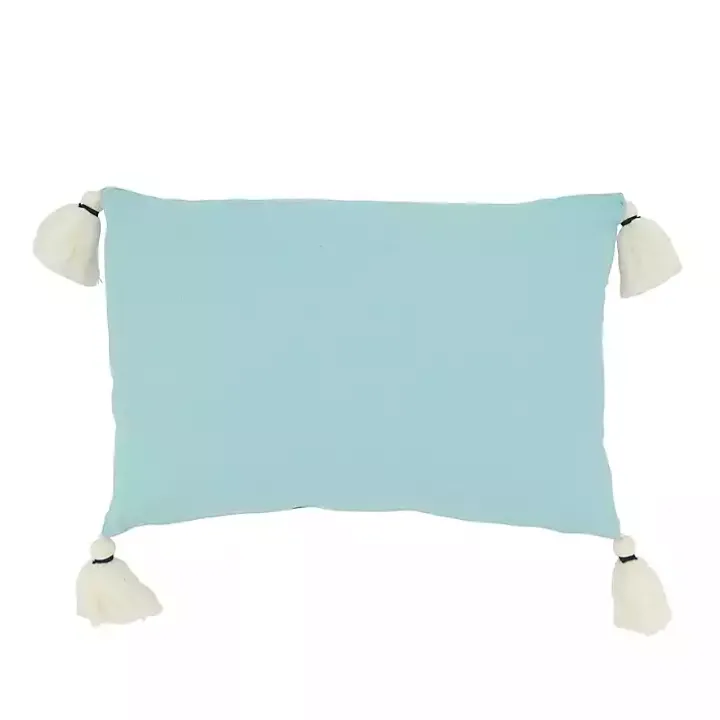 Blue Lake Side Tassel Lumbar Pillow