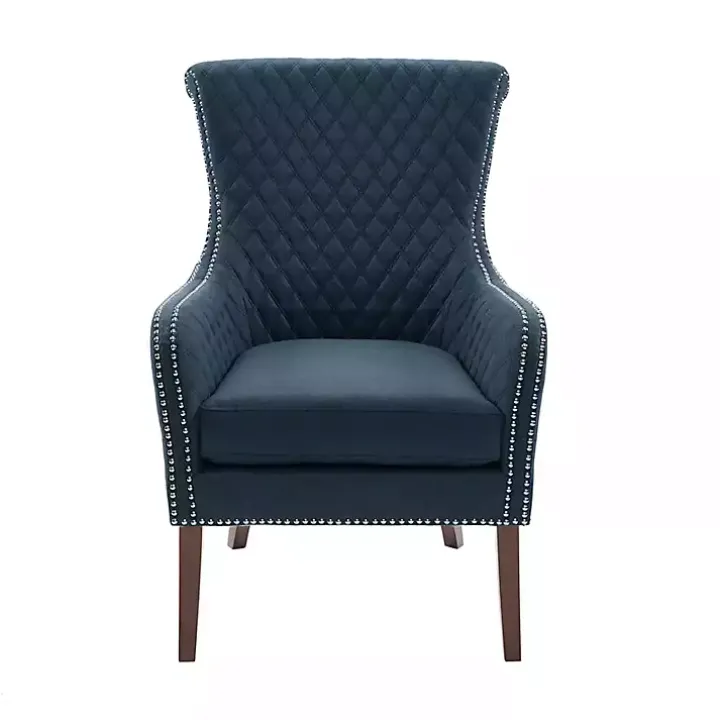 Blue Lanea Quilted Accent Chair with Silver Studs