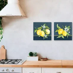 Blue Lemon Squeeze Canvas Art Prints, Set of 2