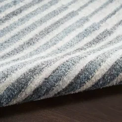 Blue Linear Geometric Washable Runner, 2x8