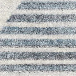 Blue Linear Geometric Washable Area Rug, 4x6