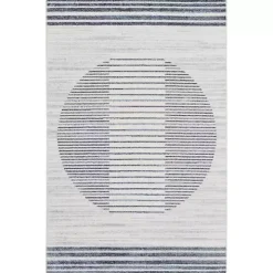 Blue Linear Sphere Washable Accent Rug, 2x4