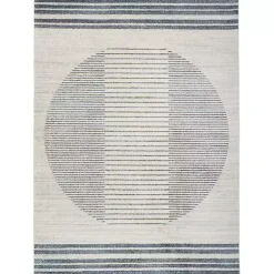 Blue Linear Sphere Washable Area Rug, 6x9