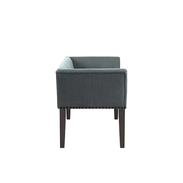 Blue Low Back Flared Nailhead Trim Bench