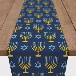 Blue Menorah Table Runner, 90 in.