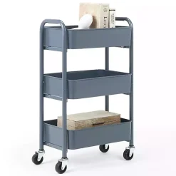 Blue Metal 3-Tier Organizer Storage Cart