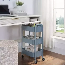 Blue Metal 3-Tier Organizer Storage Cart
