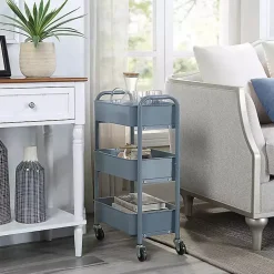 Blue Metal 3-Tier Organizer Storage Cart