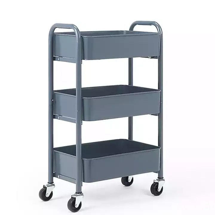 Blue Metal 3-Tier Organizer Storage Cart
