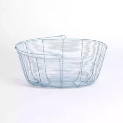 Blue Metal Wire Basket with Handle