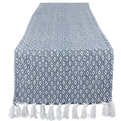 Blue Mini Diamond Fringe End Table Runner, 108 in.