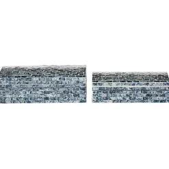 Blue Mother of Pearl Coastal Boxes, Set of 2