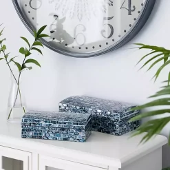 Blue Mother of Pearl Coastal Boxes, Set of 2