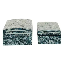 Blue Mother of Pearl Coastal Boxes, Set of 2