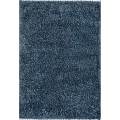 Blue Neva Plush Shag Area Rug, 5x7