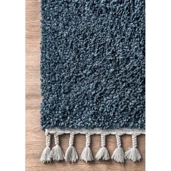 Blue Neva Plush Shag Area Rug, 5x7