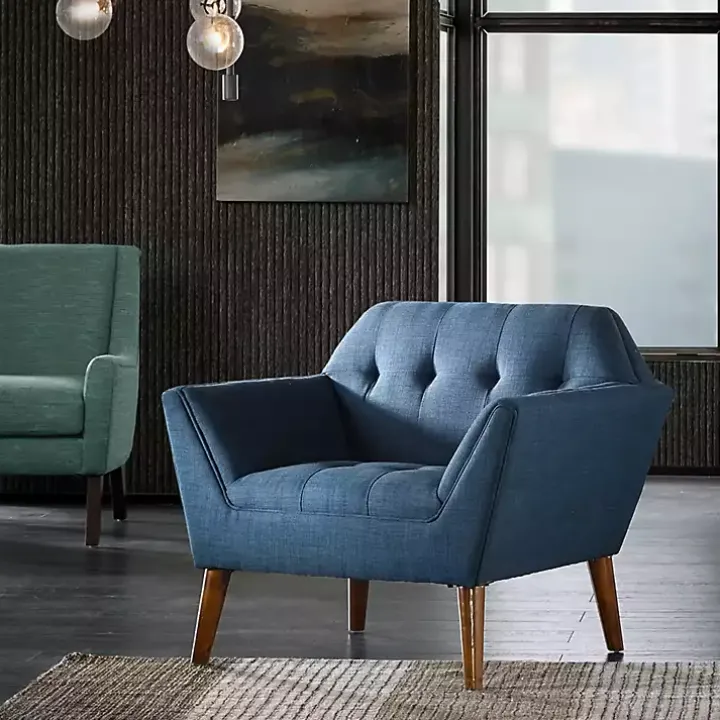 Blue Newman Mid-Century Accent Chair