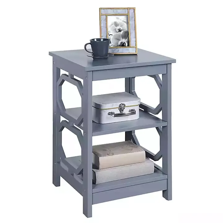 Blue Octagon 2-Shelf Accent Table