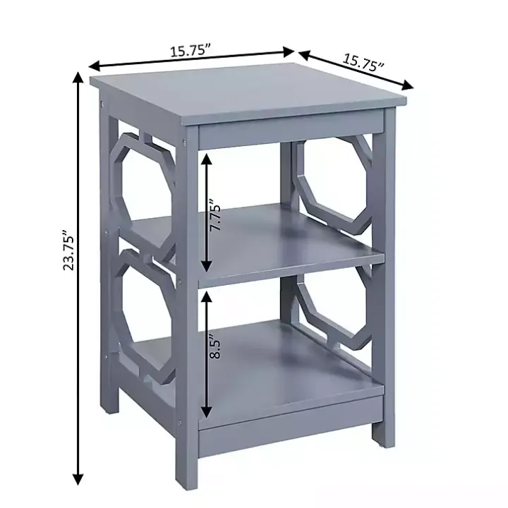 Blue Octagon 2-Shelf Accent Table