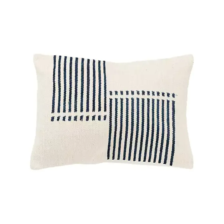 Blue Offset Colorblock Stripe Throw Pillow