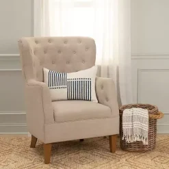 Blue Offset Colorblock Stripe Throw Pillow