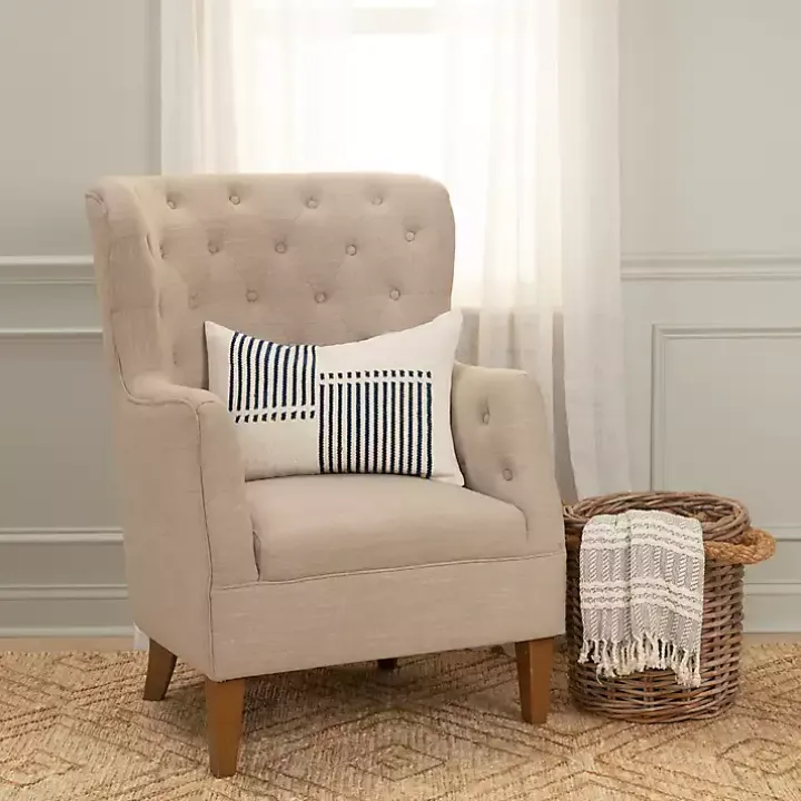 Blue Offset Colorblock Stripe Throw Pillow