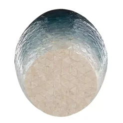 Blue Ombre Mosaic Capiz Shell Drum End Table