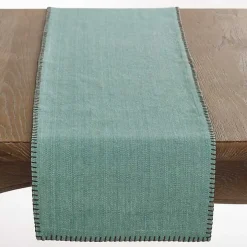 Blue Overcast Stitch Cotton Table Runner