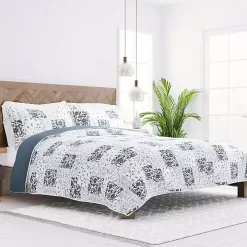 Blue Patchwork Reversible 2-pc. Twin Quilt Set