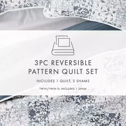 Blue Patchwork Reversible 2-pc. Twin Quilt Set